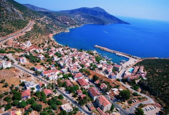 Aerial view of Kalkan and Turquoise Coastline